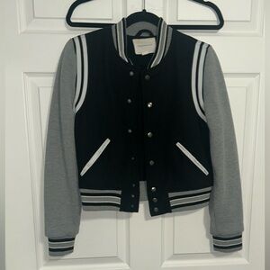 Aeropostale Black and Gray Varsity Jacket